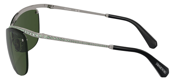 Swarovski SK 7018 400971 Irregular Metal Gunmetal Sunglasses with Green Lens