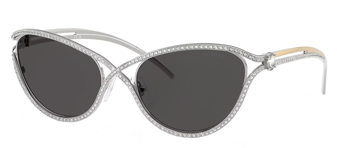 Swarovski SK 7025 400187 Cat-Eye Metal Silver Sunglasses with Grey Lens