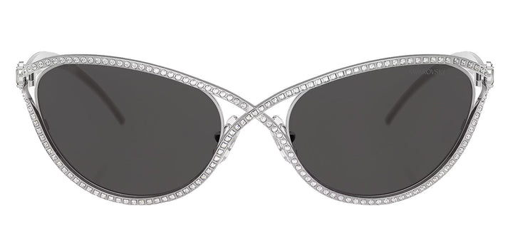 Swarovski SK 7025 400187 Cat-Eye Metal Silver Sunglasses with Grey Lens