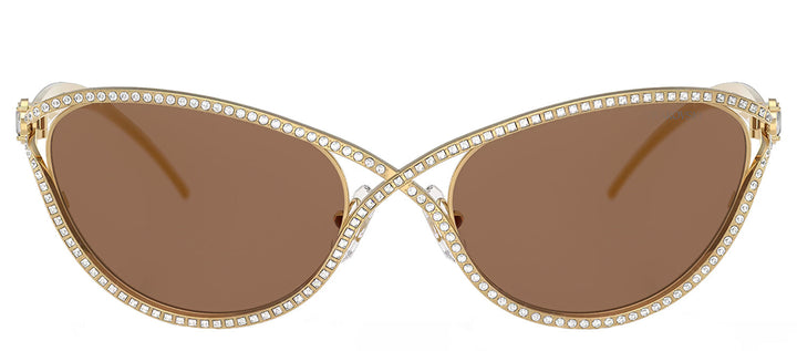 Swarovski SK 7025 400473 Cat-Eye Metal Gold Sunglasses with Brown Lens