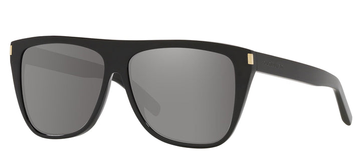 Saint Laurent SL 1 001 Rectangle Plastic Black Sunglasses with Grey Mirror Lens