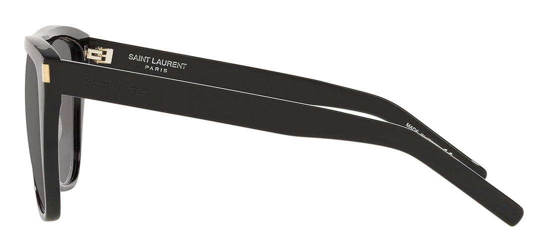 Saint Laurent SL 1 001 Rectangle Plastic Black Sunglasses with Grey Mirror Lens