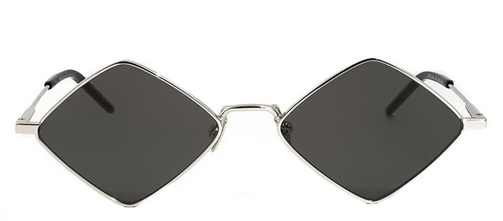 Saint Laurent SL 302 LISA 001 Geometric Metal Silver Sunglasses with Grey Lens