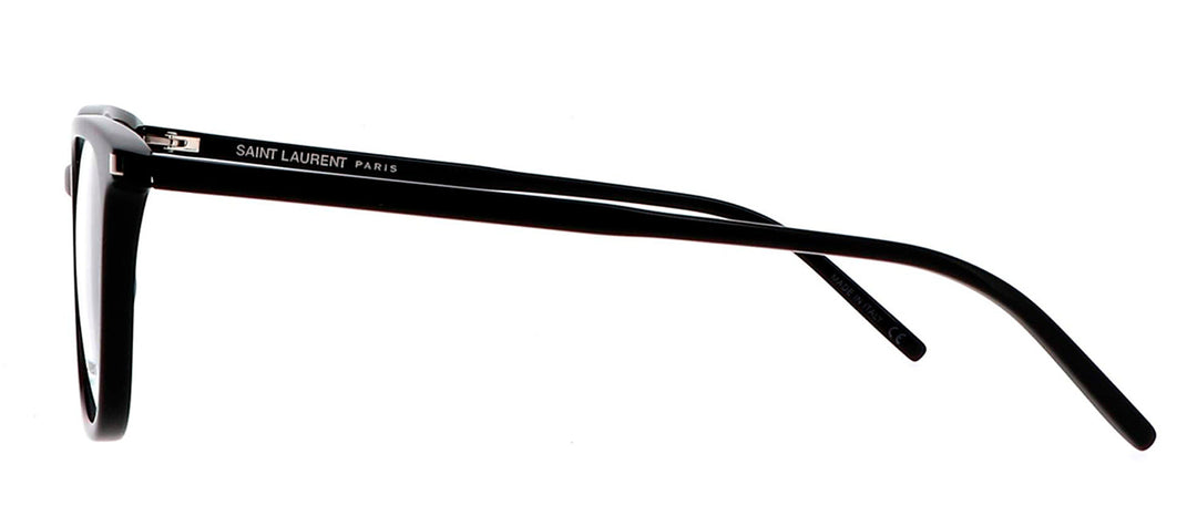 Saint Laurent SL 479O 1 Square Plastic Black Eyeglasses with Logo Stamped Demo Lenses