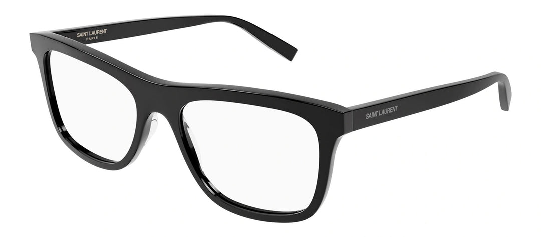 Saint Laurent SL 481 001 Square Acetate Black Eyeglasses with Transparent Demo Lens