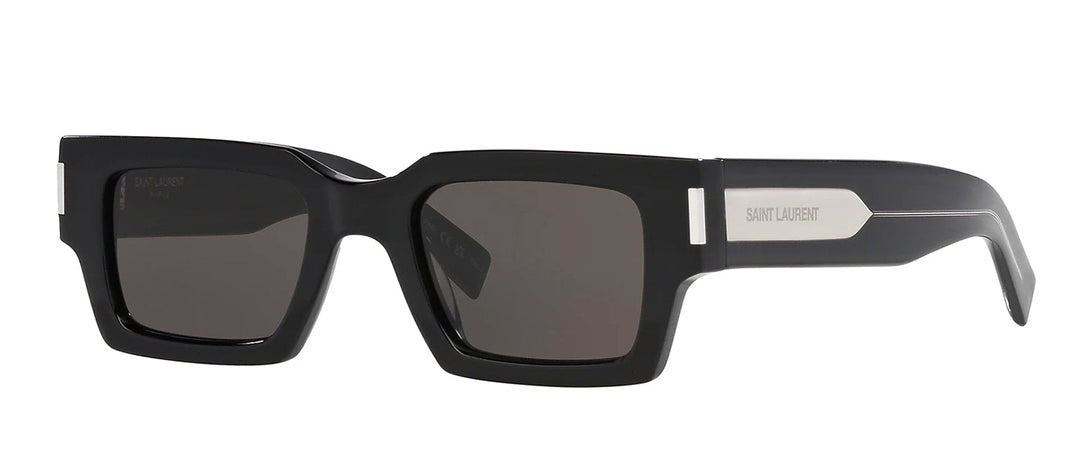 Saint Laurent CLASSIC SL 572S 001 Rectangle Plastic Black Sunglasses with Grey Lens