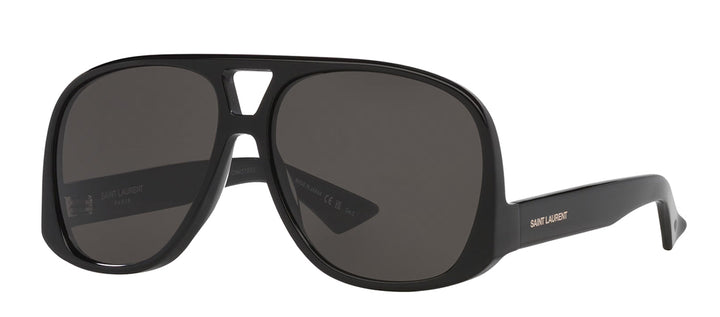 Saint Laurent SL 652 SOLACE 001 Aviator Plastic Black Sunglasses with Grey Lens