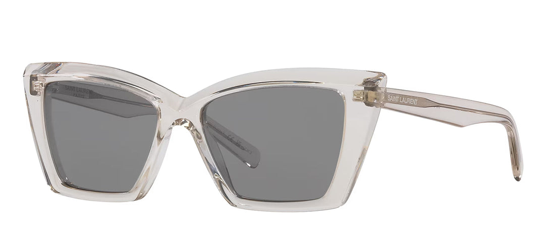 Saint Laurent SL 657 003 Cat-Eye Plastic Beige Sunglasses with Silver Mirror Lens