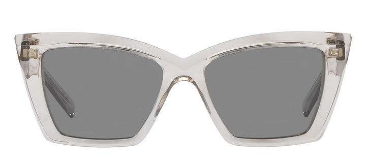 Saint Laurent SL 657 003 Cat-Eye Plastic Beige Sunglasses with Silver Mirror Lens