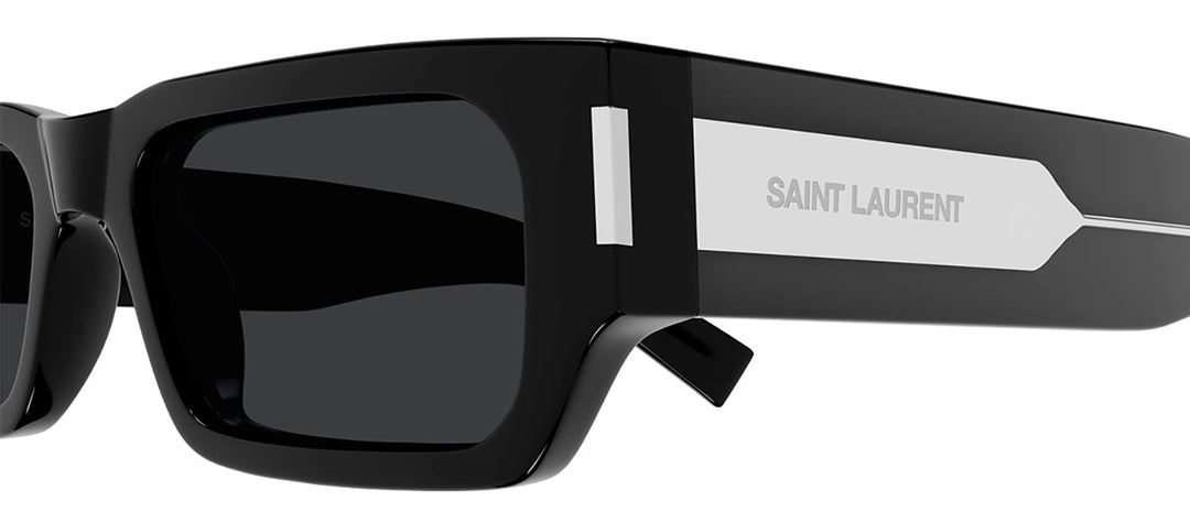 Saint Laurent SL 660 001 Rectangle Plastic Black Sunglasses with Grey Lens