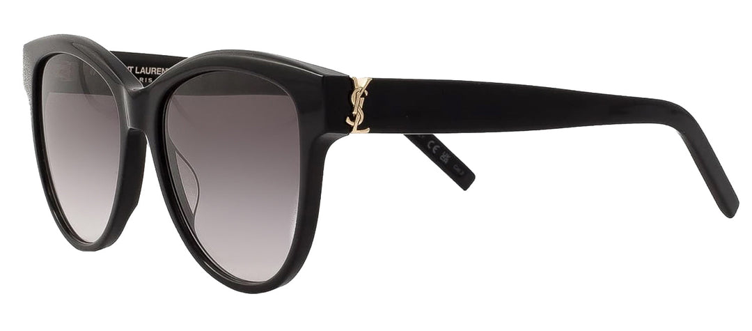 Saint Laurent MONOGRAM SL M107 002 Round Plastic Black Sunglasses with Grey Gradient Lens