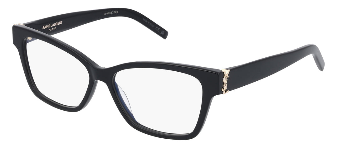 Saint Laurent MONOGRAM SL M116O 001 Cat-Eye Plastic Black Eyeglasses with Logo Stamped Demo Lenses