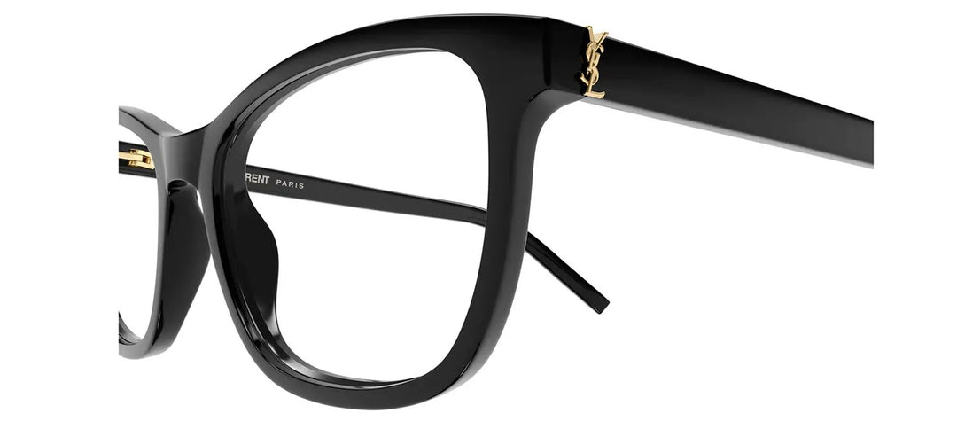 Saint Laurent MONOGRAM SL M121O 001 Square Plastic Black Eyeglasses with Logo Stamped Demo Lenses