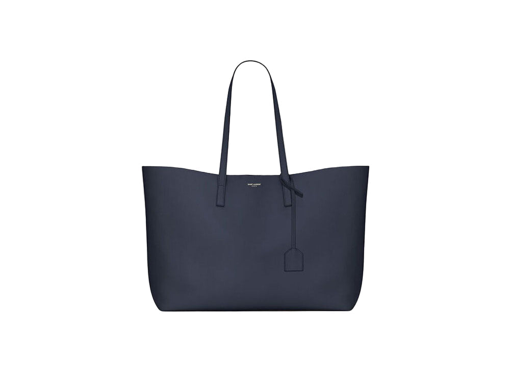 Navy blue tote bag on a light gray background