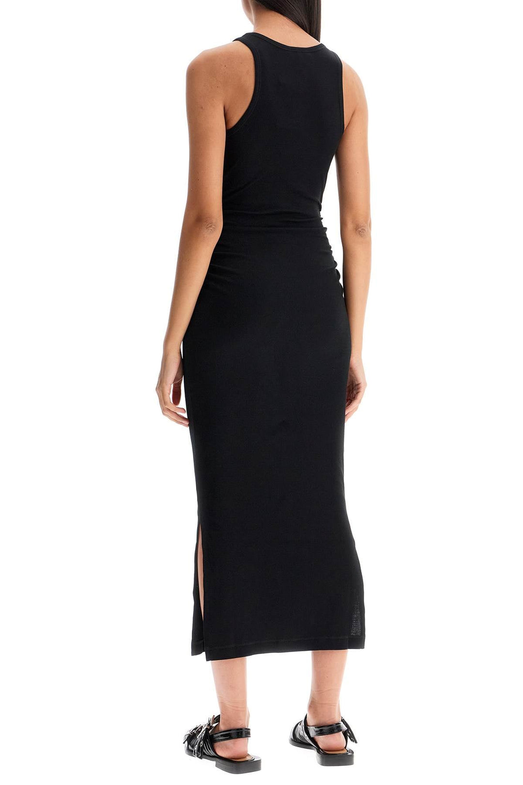 Ganni 'ribbed Jersey Midi Dress With Nine