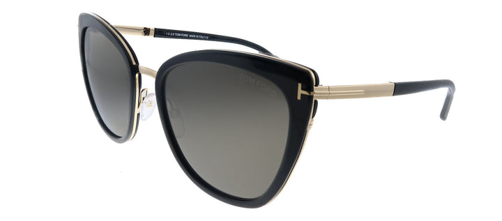 Tom Ford Simona TF 717 01A Cat-Eye Plastic Shiny Black Sunglasses with Grey Lens
