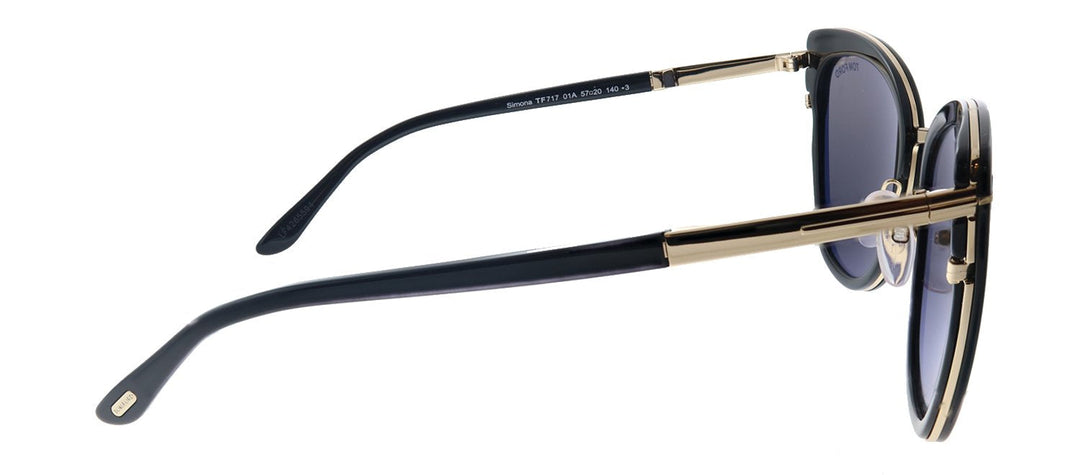 Tom Ford Simona TF 717 01A Cat-Eye Plastic Shiny Black Sunglasses with Grey Lens