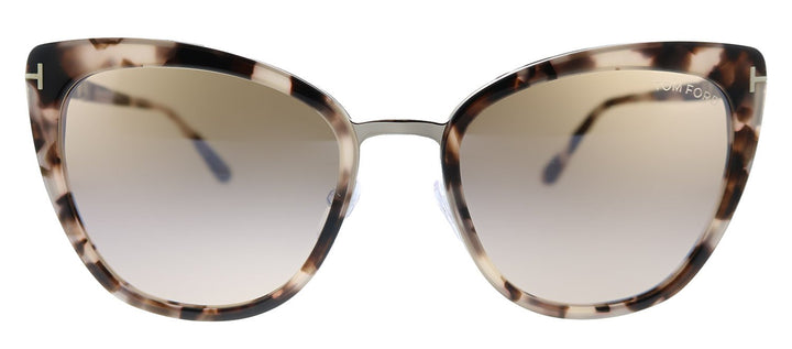 Tom Ford Simona TF 717 55G Butterfly Plastic Pink Havana Sunglasses with Silver Mirror Lens