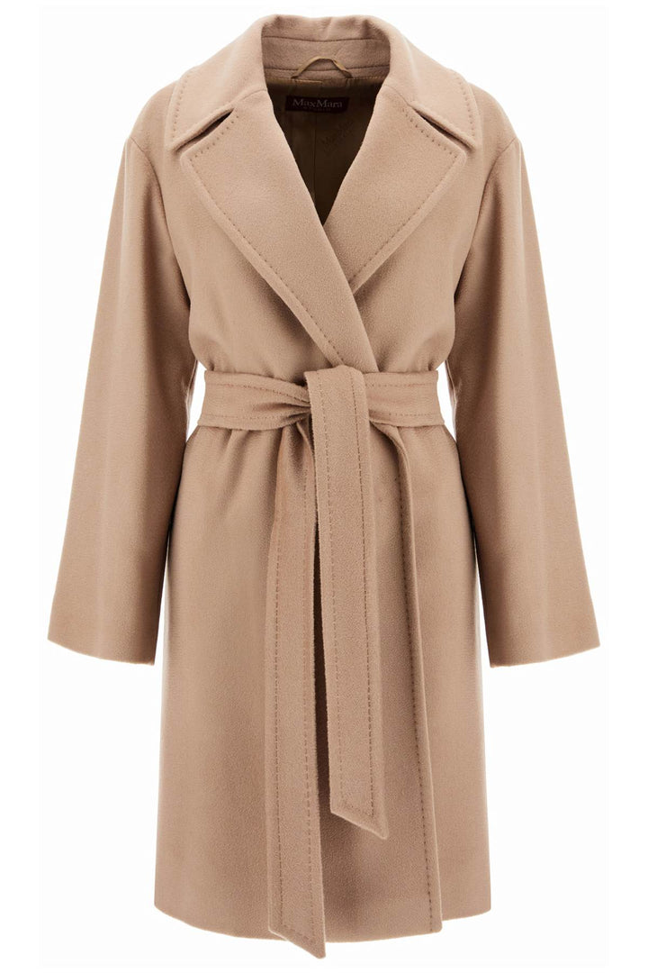 Max Mara Studio Mid-Length Wool Wrap Coat With Robe-Style