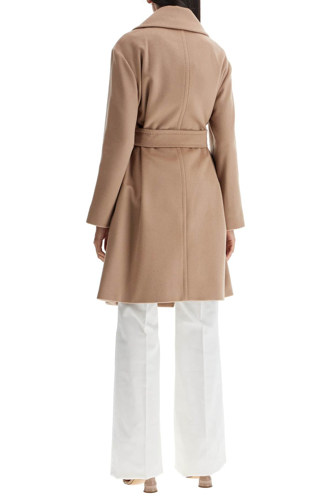 Max Mara Studio Mid-Length Wool Wrap Coat With Robe-Style