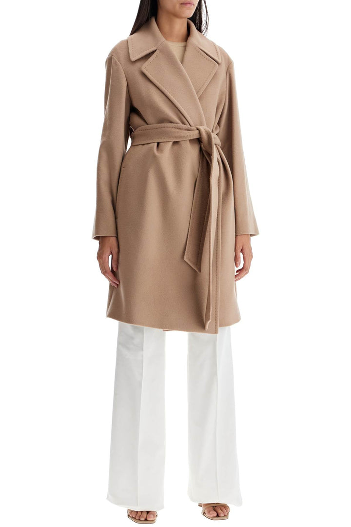 Max Mara Studio Mid-Length Wool Wrap Coat With Robe-Style