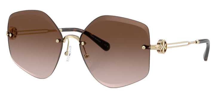 Tory Burch TY 6111 334913 Irregular Metal Gold Sunglasses with Brown Gradient Lens