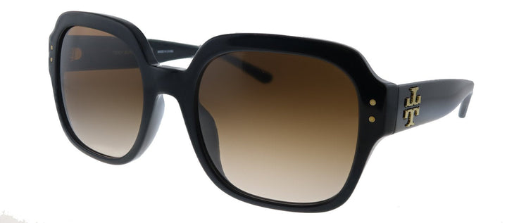 Tory Burch TY 7143U 170913 Square Plastic Black Sunglasses with Brown Gradient Lens