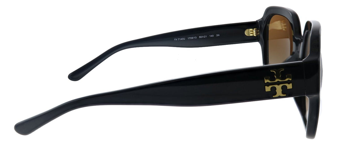 Tory Burch TY 7143U 170913 Square Plastic Black Sunglasses with Brown Gradient Lens
