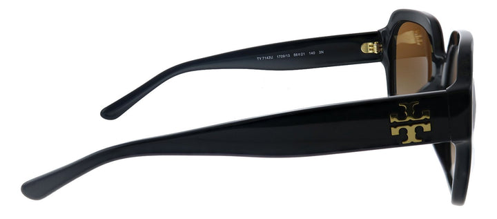 Tory Burch TY 7143U 170913 Square Plastic Black Sunglasses with Brown Gradient Lens