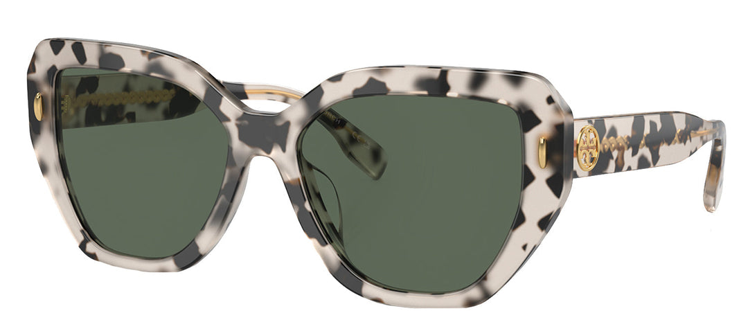 Tory Burch TY 7194U 195171 Cat Eye Acetate Tortoise Sunglasses with Green Lens
