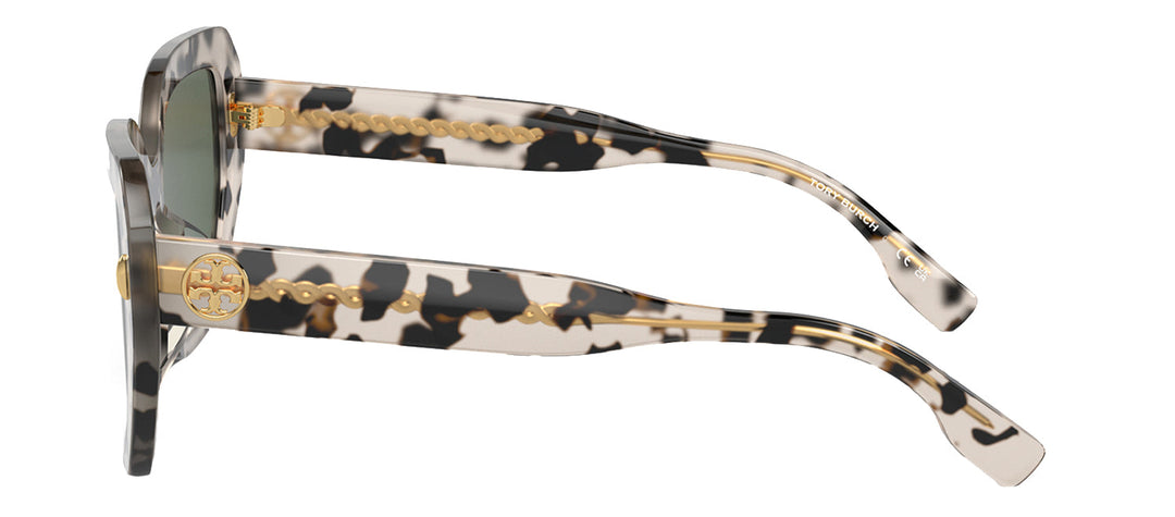 Tory Burch TY 7194U 195171 Cat Eye Acetate Tortoise Sunglasses with Green Lens