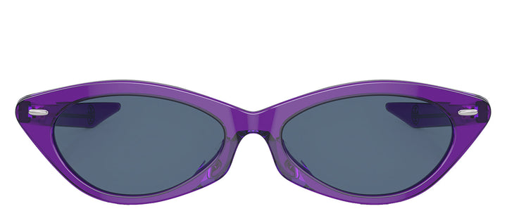 Tory Burch TY 7197U 193580 Cat Eye Acetate Transparent Purple Sunglasses with Dark Blue Solid Color Lens