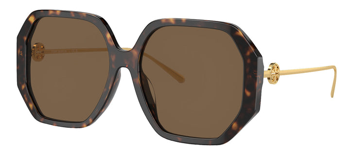 Tory Burch TY 7204D 196473 Irregular Acetate Tortoise Sunglasses with Dark Brown Solid Color Lens