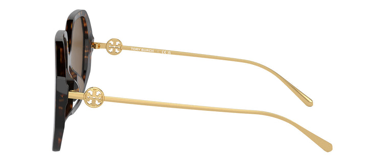 Tory Burch TY 7204D 196473 Irregular Acetate Tortoise Sunglasses with Dark Brown Solid Color Lens