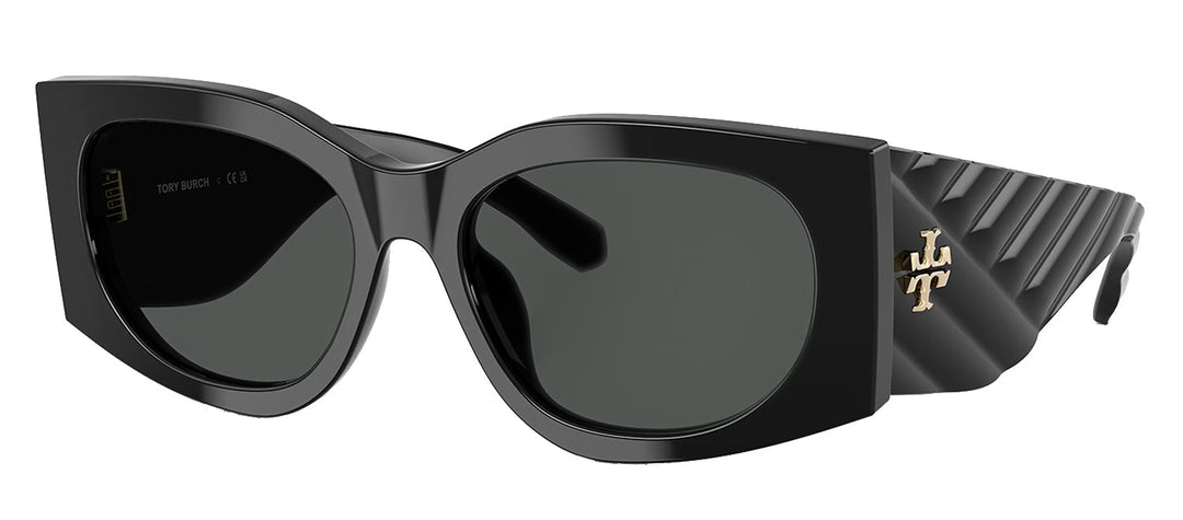 Tory Burch TY 7221U 170987 Rectangle Plastic Black Sunglasses with Grey Lens