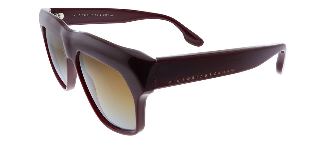 Victoria Beckham VB 603S 604 Square Plastic Burgundy Sunglasses with Brown Gradient Lens