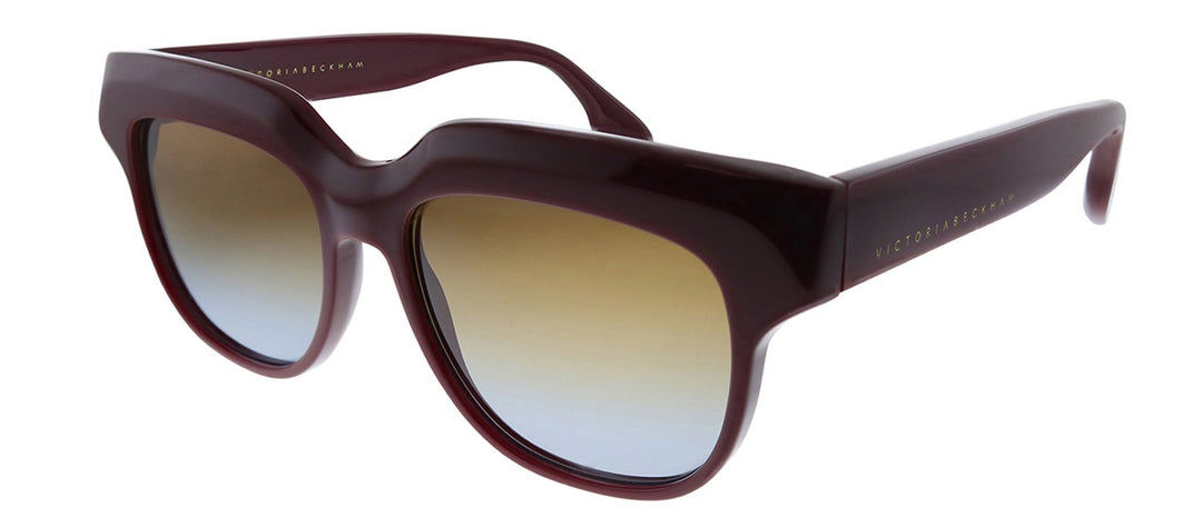 Victoria Beckham VB 604S 604 Square Plastic Burgundy Sunglasses with Brown Gradient Lens