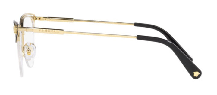 Versace VE 1280 1433 Cat-Eye Metal Black Eyeglasses with Logo Stamped Demo Lenses