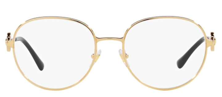 Versace VE 1288 1002 Round Metal Gold Eyeglasses with Transparent Demo Lens