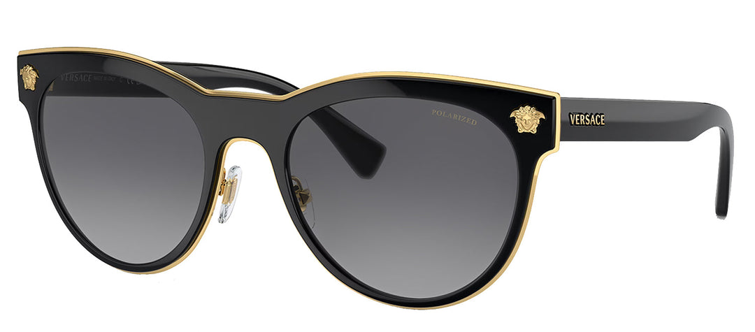 Versace VE 2198 1002T3 Phantos Plastic Black Sunglasses with Grey Polarized Lens