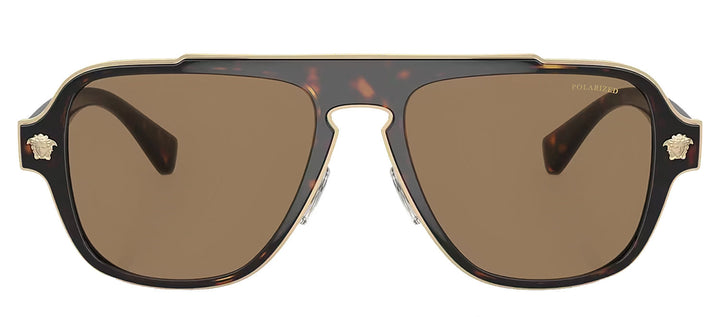 Versace VE 2199 1252LA Aviator Plastic Havana Sunglasses with Orange Polarized Lens