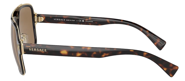 Versace VE 2199 1252LA Aviator Plastic Havana Sunglasses with Orange Polarized Lens