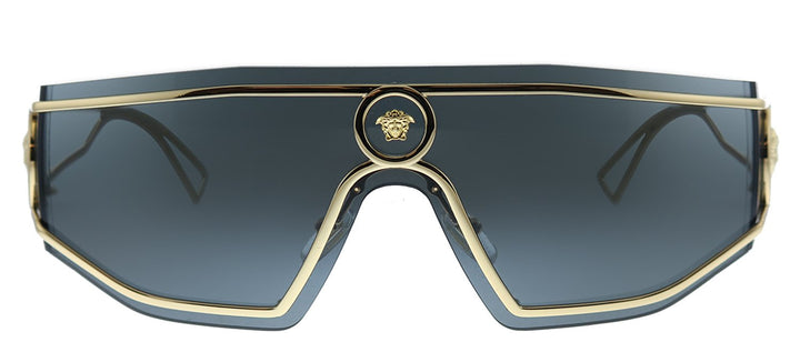 Versace  VE 2226 100287 Shield Metal Gold Sunglasses with Grey Lens