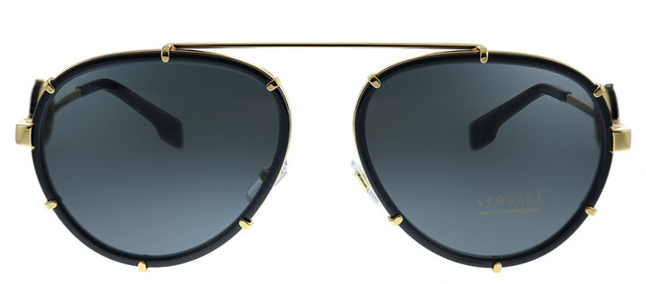 Versace  VE 2232 143887 Aviator Metal Black Sunglasses with Grey Lens