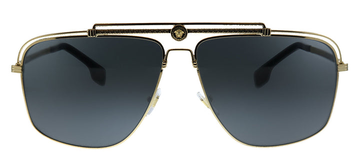 Versace VE 2242 100287 Rectangle Metal Gold Sunglasses with Grey Lens