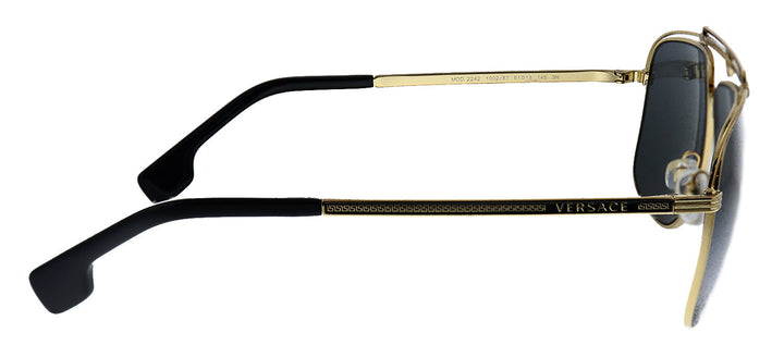 Versace VE 2242 100287 Rectangle Metal Gold Sunglasses with Grey Lens