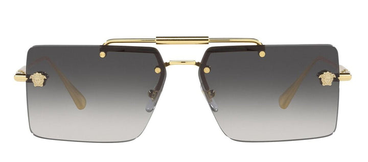 Versace VE 2245 10028G Rimless Metal Gold Sunglasses with Grey Gradient Lens