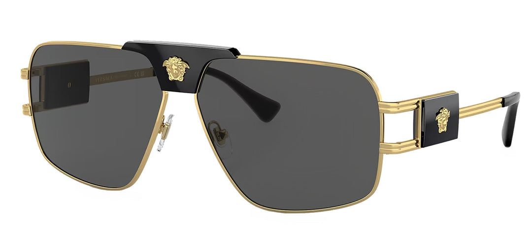 Versace VE 2251 100287 Square Metal Gold Sunglasses with Grey Lens