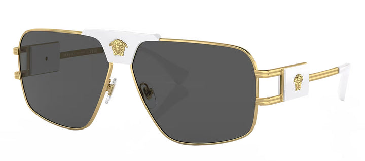 Versace VE 2251 147187 Square Metal Gold Sunglasses with Grey Lens