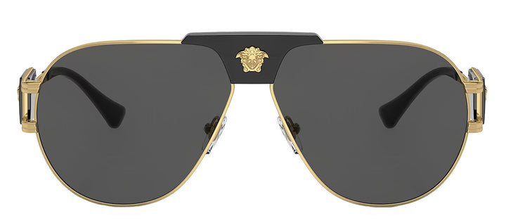 Versace VE 2252 100287 Aviator Metal Gold Sunglasses with Grey Lens